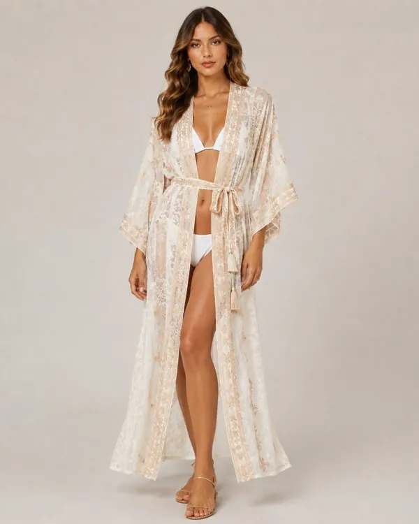 Beach kimono long cover-up Shanlinyang Apparel