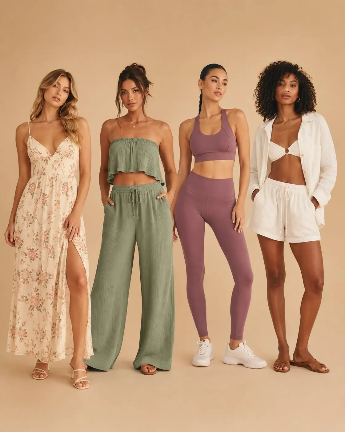 Four models in summer dresses Shanlinyang Apparel